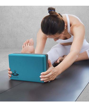 High Density Yoga Blocks 2 Pack with Strap | Support & Improve Poses | Turquoise - Buy Online on GoSupps.com