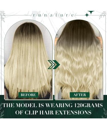 Runature Real Hair Clip-In Extensions - Brown Balayage Ombre Blond 40cm 3pcs 50g - Premium Quality Human Hair #BA8/60 - Buy Online on GoSupps.com