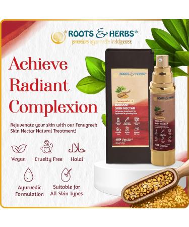 Ayurvedic Skin Nectar - Vegan Fenugreek Serum & Moisturiser for Hydrated Glowing Skin | ROOTS AND HERBS 1.01oz - Buy Online on GoSupps.com