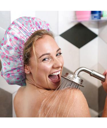 Shower Caps for Women 3 Pack - Reusable Bath Hair Cap in Various Colors - Ideal for Long and Short Hair - Suitable for Ladies, Men, and Kids - Harts & Dots - Buy Online on GoSupps.com