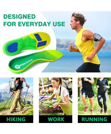 Popzoom Arch Support Plantar Fasciitis Insoles - Heavy Duty Orthotic Inserts for Flat Feet, High Arch, Heel Pain - Men and Women (Green, Size M) - Buy Online on GoSupps.com