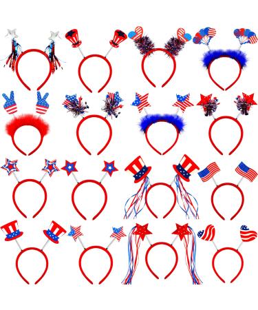 SGBETTER 16 Pack Patriotic Head Boppers Headbands 4th of July Headband Independence Day Headbands American Flag Headband for Independence Day Party Accessories