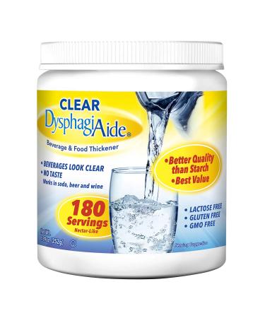 Clear DysphagiAide Thickener Powder - Instant Thickener for Liquids and Foods (180 serving, Pack of 1) – a Liquid Thickener, Drink Thickener and Water Thickener (Nectar Thick Consistency and Honey) 8.89 Ounce (Pack of 1)