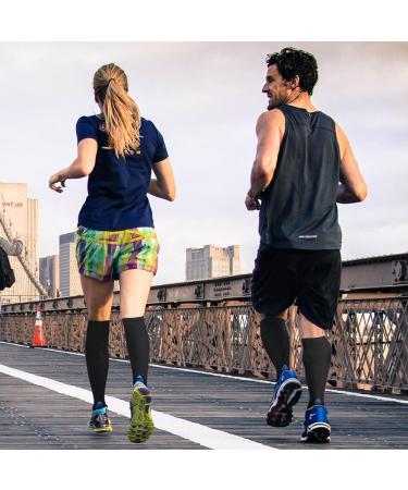 Compression Socks for Women & Men - Black with Blue - L-XL - For Running, Flight, Sports, Travel - Unisex Fitness Gear for Jogging, Hiking, Cycling, Mountain Climbing - Helps with Shin Splints - Buy Online on GoSupps.com