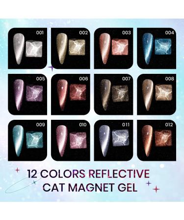 SUPWEE Reflective Cat Eye Gel Polish Kit - 12 Glittery Colors with 9D Magnetic Effect for DIY Manicure | Nail Salon Quality - Buy Online on GoSupps.com