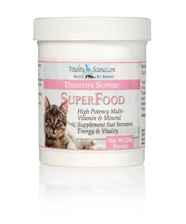 Vitality Science Super Food for Cats | High Potency Multi-Vitamin and Mineral Supplement | Increases Energy and Vitality | 100% Natural 220g