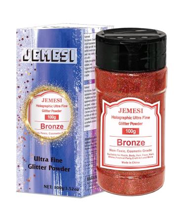 Buy Jemesi Bronze Fine Glitter Powder - Holographic Glitter for Epoxy Resin Nail Art Body Decoration & Crafts - 100g International Shipping - Buy Online on GoSupps.com