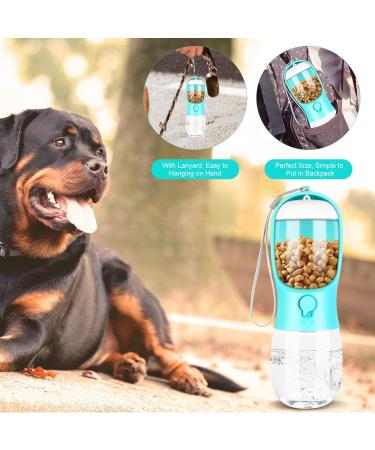 JOPHEK Portable Pet Drinking Bottle - 300ml Leak-Proof Dog & Cat Water Bottle with 100ml Food Mug & Activated Carbon Filter - Ideal for Daily Walks & Travel - Blue - Buy Online on GoSupps.com