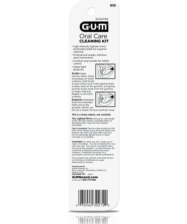 Oral Care Cleaning Kit with Lighted Mirror, Explorer Pick, and Scaler - GUM 832RB - 1 Set - Buy Online on GoSupps.com