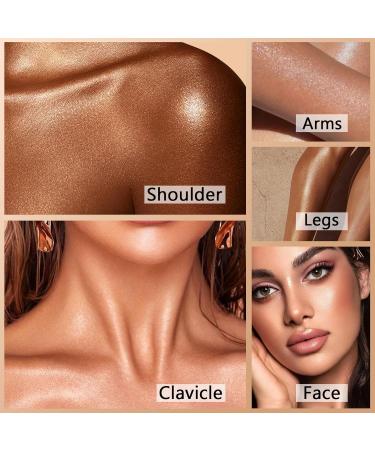 Rose Gold Body Shimmer Oil - Long Lasting Illuminator & Highlighter with Brush | Moisturizing Glitter Oil 3.38 Fl Oz - Buy Online on GoSupps.com
