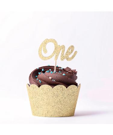 24pcs Birthday Cupcake Toppers First Birthday Cake Toppers Gold Glitter Cake Decorating Toppers Number One Cupcake Topper Decorations for Birthday Cake Gold Cupcake Toppers - Buy Online on GoSupps.com