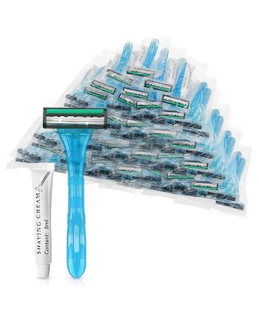 Buy 50 Pack Kheoxusa 3 Blade Disposable Razors - Individually Wrapped Travel Razors for Hotels Airbnb & More - Buy Online on GoSupps.com