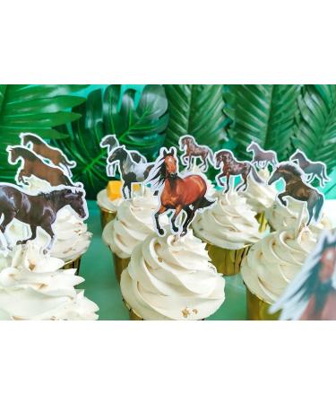 Horse Cupcake Toppers Horse Racing Party Cake Decoration for Horse Theme Birthday Party Kentucky Derby Supplies SET of 24 - Buy Online on GoSupps.com