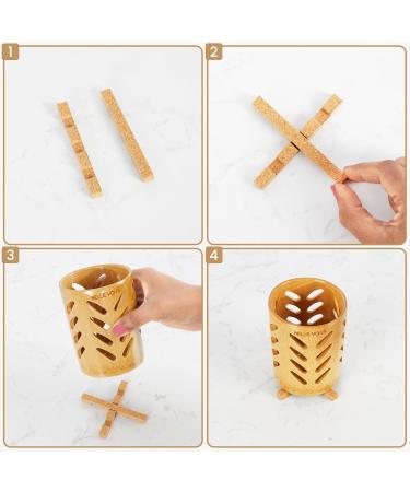 Buy Belle Vous 2 Pack Bamboo Toothbrush Holder - Eco-Friendly Drainage Cup for Travel & Bathroom - Sustainable Storage for Razors Toothpaste & Toothbrushes - Buy Online on GoSupps.com