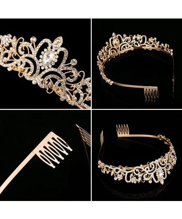 Crystal Queen Princess Crown Tiara for Women & Girls - Bridal Hair Accessory for Birthday, Wedding, Prom & Parties - Gold (Pack of 1) - Buy Online on GoSupps.com