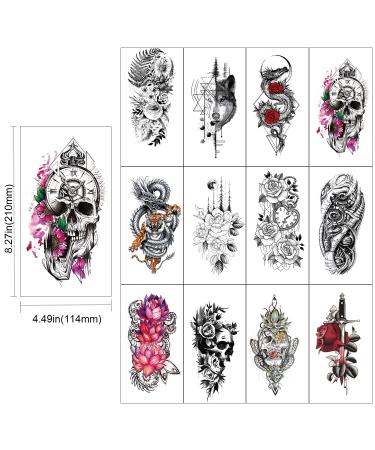 Konsait 24 Sheets Large Temporary Tattoos - Big Flowers Tribal Totem Design - Body Stickers for Men and Women - Buy Online on GoSupps.com