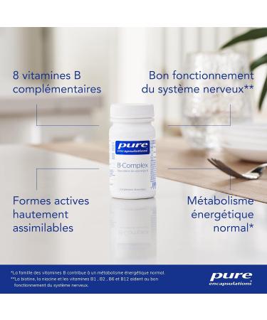 Pure Encapsulations - B-Complex - Combination of 8 Highly Assimilable B Vitamins - Contributes to Normal Energetic Metabolism - 60 Vegan Capsules - Buy Online on GoSupps.com