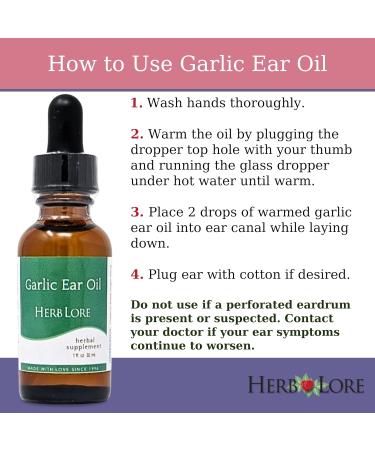 Garlic Ear Oil Drops Soothes Dry, Itchy, or Clogged Ears for Kids & Adults - 1 fl oz - Herb Lore - Buy Online on GoSupps.com