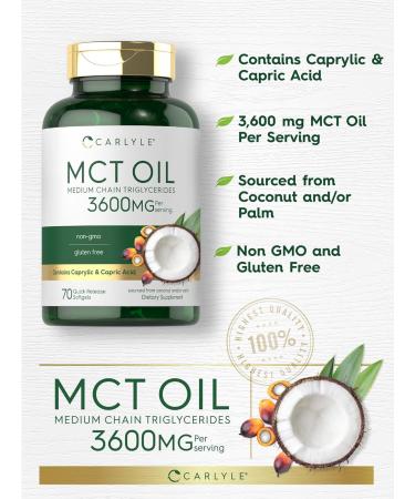 Carlyle MCT Oil Capsules | 3600mg | 70 Softgels | Keto Coconut Oil | with Caprylic & Capric Acid | Non-GMO and Gluten Free Supplement - Buy Online on GoSupps.com