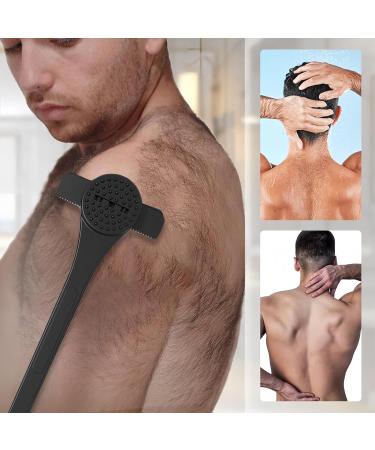 Manual Body Back Shaver for Men & Women | 2-in-1 Hair Removal & Back Scrubber with 9 Blades | Bendable Long Handle for Beard Chest Armpit Leg & Bikini Hair Removal - Buy Online on GoSupps.com