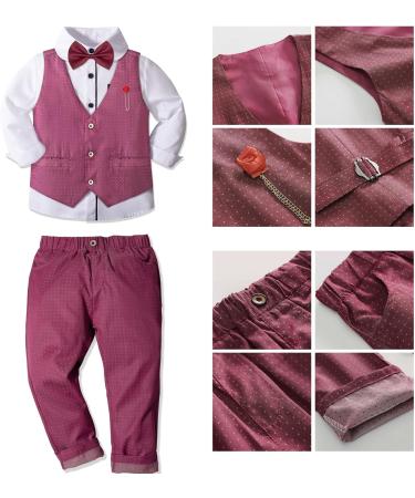 Nwada Boys 4pcs Gentleman Suit Set | Wedding Boys Clothes | Wine Red Outfit 2-3 Years - Buy Online on GoSupps.com