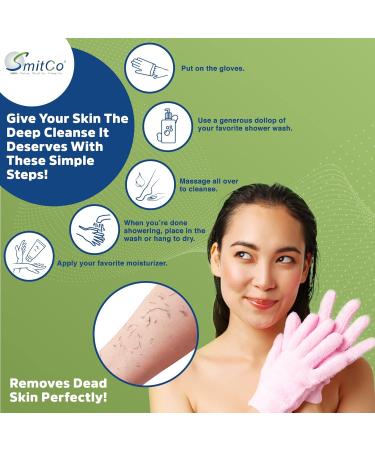 Exfoliating Gloves 4 Pair Pack for Men and Women | Spa-Quality Bath Mitts for Dead Skin Removal | Textured Body Scrub Gloves in Pink, Green, Blue & Purple - Buy Online on GoSupps.com