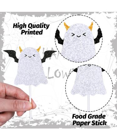 Whaline 48Pcs Halloween Ghost Cupcake Toppers with Paper Sticks and Glue Points 8 Design Cute Pink Black Ghost Cupcake Picks Halloween Cake Toppers for Halloween Birthday Party Cake Decorations - Buy Online on GoSupps.com