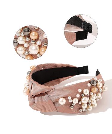 Ivyu Knotted Pearl Headbands for Women - Stylish No-Slip Hair Accessories in Black, Pink & Gold | Cute Gifts for Girls - Buy Online on GoSupps.com
