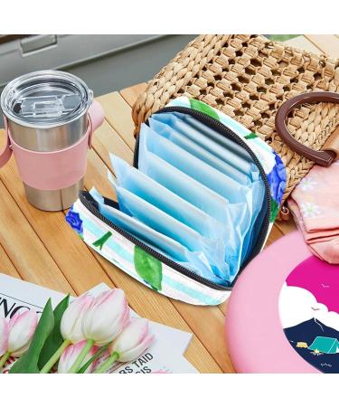 Blue Striped Portable Zipper Napkin Storage Bag for Teen Girls & Women - Stylish & Functional - Buy Online on GoSupps.com