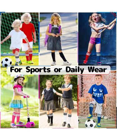 Olreco Youth Soccer Socks for Boys and Girls | Toddler Knee High Long Tube Socks 3-6 Years | Black & White - Buy Online on GoSupps.com
