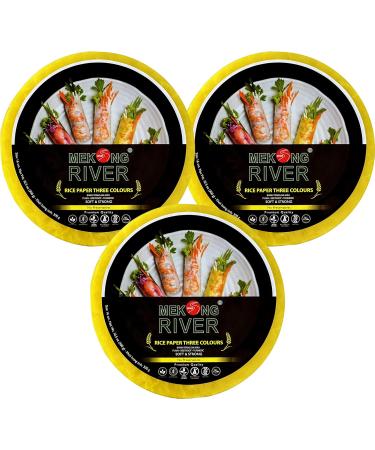 Lyan Mekong River Banh Trang Vietnamese Three Colours Rice Paper Round 16cm - 300g - Pack of 3 | Gluten-Free | Vegan | 100% Natural Rice Paper - Buy Online on GoSupps.com