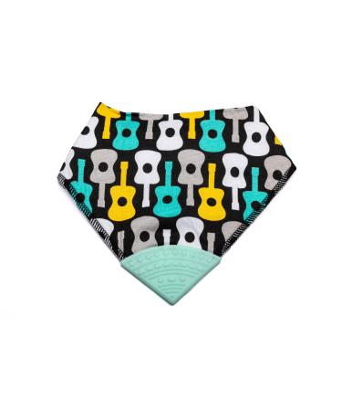 V&D HOME - Baby and Toddler Dribble Bib with Teether | 0-18 month Teething Bibs for Baby and Toddler | 100% BPA & Pthalate Free | Bandana bib with teether Guitars