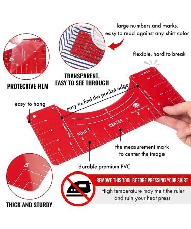 Good Life Ideas Tshirt Ruler Guide for Vinyl Alignment - T-Shirt Measurement Tool Heat Press - Easy Tee Centering Kit - 7pcs Red Gray White Black - 12 Large - Buy Online on GoSupps.com