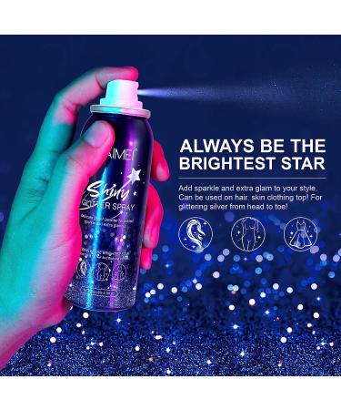 Shiny Body Glitter Spray - Waterproof Long-Lasting Silver Highlight Powder for Skin, Face, Hair, Clothing - Stage Makeup and Festival Rave - 2.11oz/60ml - Buy Online on GoSupps.com