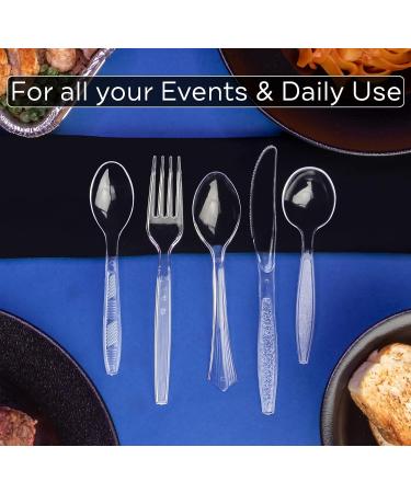 Lonezo 50 Clear Plastic Disposable Forks - Heavy Duty & Eco-Friendly Utensils - Buy Online on GoSupps.com