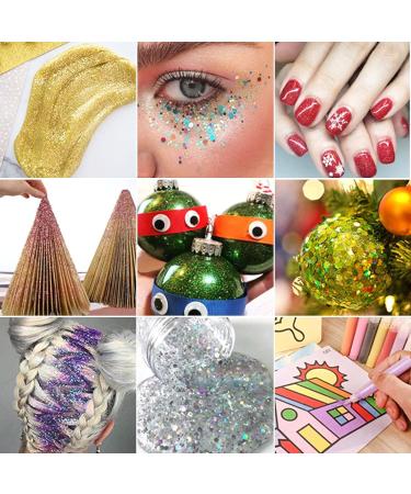 VEGCOO Nail Art Glitter Sequins Powder Set - 36 Pots Holographic & Chunky Glitter for Nails, Body, Face - Crafting & Scrapbooking Supplies - Buy Online on GoSupps.com