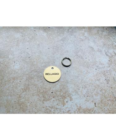 Engraved 32mm Round BRASS Pet Cat Dog Luggage ID Identity Tag Disc - FREE Personalised ENGRAVING Ring and POSTAGE - IN STOCK and SHIPPED by M&K Supplies