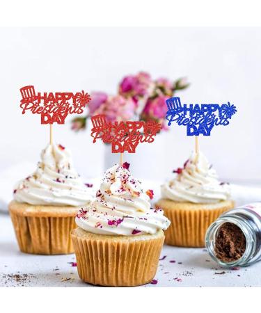 Ercadio 24 Pack Happy Presidents Day Cupcake Toppers Red Blue Glitter President Cupcake Picks America Cupcake Toppers for American Patriotic Theme Party Cake Decoration Supplies - Buy Online on GoSupps.com