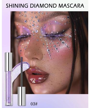 Glitter Mascara for Eyelashes Sparkling Colored Mascara Waterproof Long Lasting Diamond Mascara Smudge-Proof No Clumping Colorful Eyes Makeup for Women Wedding Stage Music Festival (03#Purple) - Buy Online on GoSupps.com