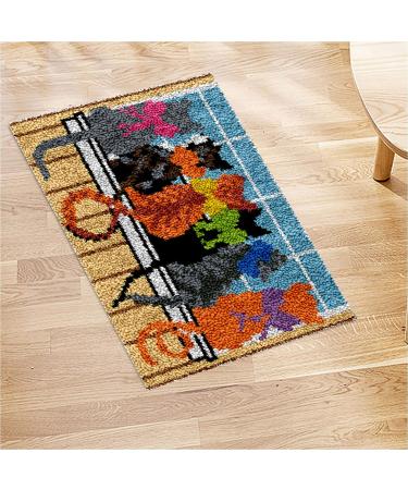 Latch Hook Kit for Adults - Cats Pattern DIY Crochet Yarn Rug Kit | 20.5X15 Inch Canvas | Embroidery Needlework Gift & Home Decor - Buy Online on GoSupps.com