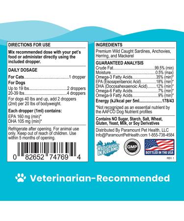 Omega 3 Fish Oil for Cats & Small Dogs | Premium Quality Pet Supplement - 2oz - Buy Online on GoSupps.com