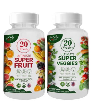 Fruit And Veggies Supplements With 70 Fruits & Vegetables | Super Strength Superfood Supplements For Men & Women | Dietary Nutritional Balance & Energy | Natural Fruit And Veggie Capsules 120 Capsules
