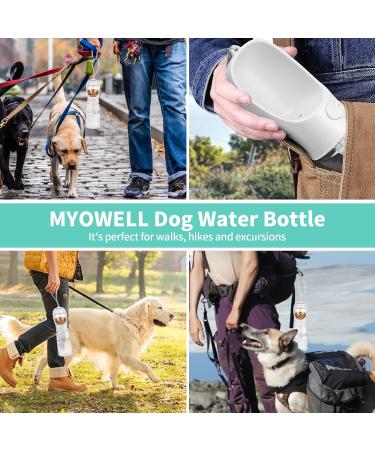 Myowell Portable Dog Drinking Bottle - 550ml Leak-Proof Water Bottle & 100g Food Cup for Large & Small Dogs - Ideal for On-The-Go Adventures - Buy Online on GoSupps.com