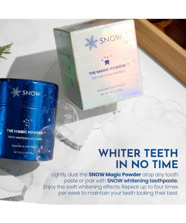 Snow Teeth Whitening Magic Powder - Whitening Kit Supplement with Calcium Carbonate - Lavender & Mint Flavor - 18 gr - Buy Online on GoSupps.com