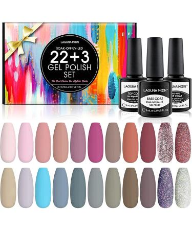25pc Gel Nail Polish Set Nude Colours with No-Wipe Top Coat Matte Top Coat Base Coat - Soak Off UV Manicure + Pedicure Gift Set Starter Kit for DIY Nail Art + Salon Use Rain On My Parade - Buy Online on GoSupps.com