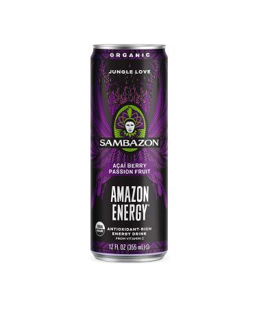 Sambazon Organic Jungle Love Energy Drink - Acai Berry & Passionfruit 12 Fl Oz (Pack of 12) - Buy Online on GoSupps.com