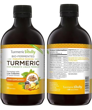 High Strength Liquid Turmeric Supplement with BioCultures & Enzymes - Enhanced with Black Pepper & Ginger - Pineapple Passionfruit Flavor - Buy Online on GoSupps.com