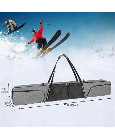 Ski Bag for Air Travel - Holds Snowboard or Pair of Skis with Zippered Pockets for Goggles, Gloves - Grey - Buy Online on GoSupps.com
