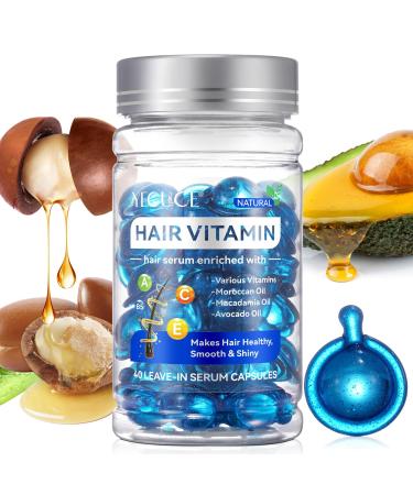 Hair Vitamin Serum Capsule Hair Treatment Serum Leave-in Anti Frizz Conditioner with Vitamins A C E & Pro B5 Safe for All Hair for Women & Men-40 Capsules 1PCS