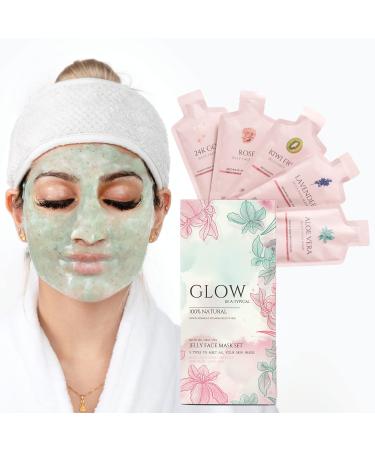 A TYPICAL Jelly Mask for Facials Professional Hydrojelly Mask for Facials 5 Pack Kiwi Rose Aloe Lavender & Gold Powder Peel Off Esthetician Spa-Quality Face Skincare Mask.